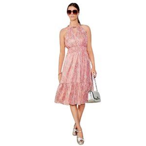 MICHAEL MICHAEL KORS Women's Metallic Zebra Chain Halter Dress